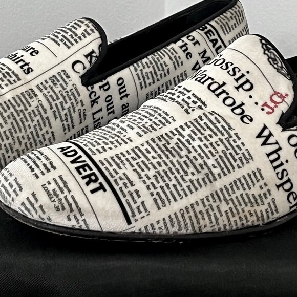 John Galliano Velvet Gazette Newsprint Loafer – Black & White - Picture 4 of 4